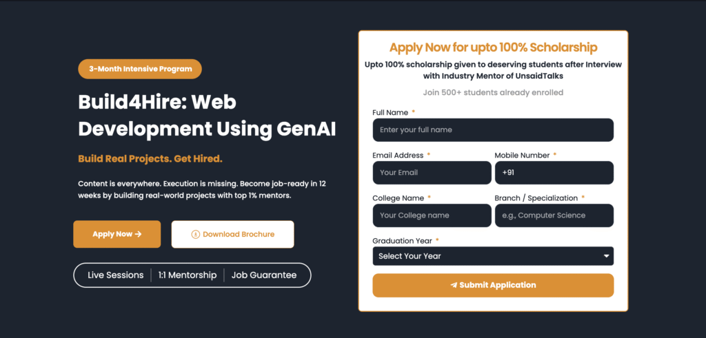 Build4hire WebDev GenAI — UnsaidTalks